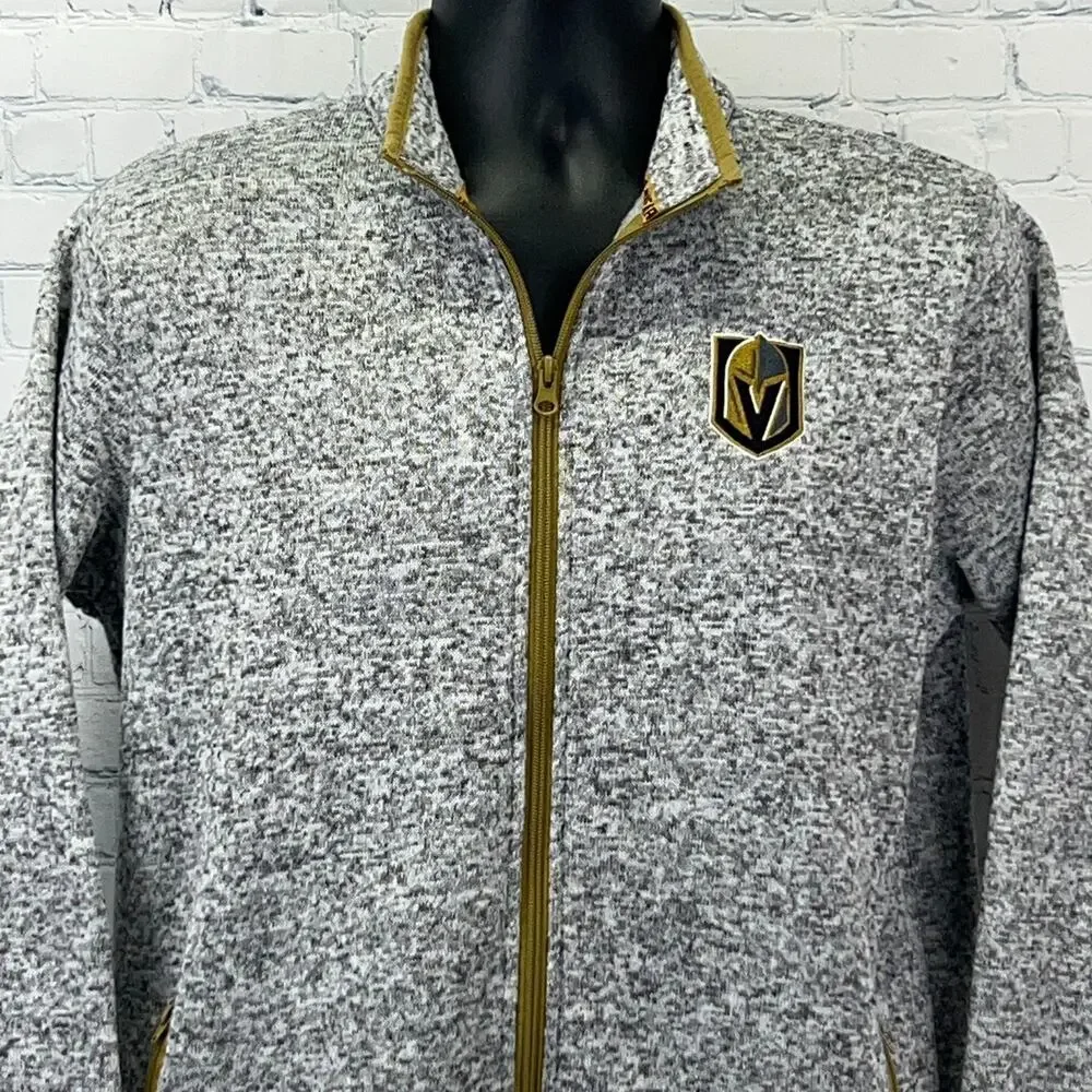 Las Vegas Golden Knights Full Zip Fleece Sweater Jacket NHL Gray M Medium